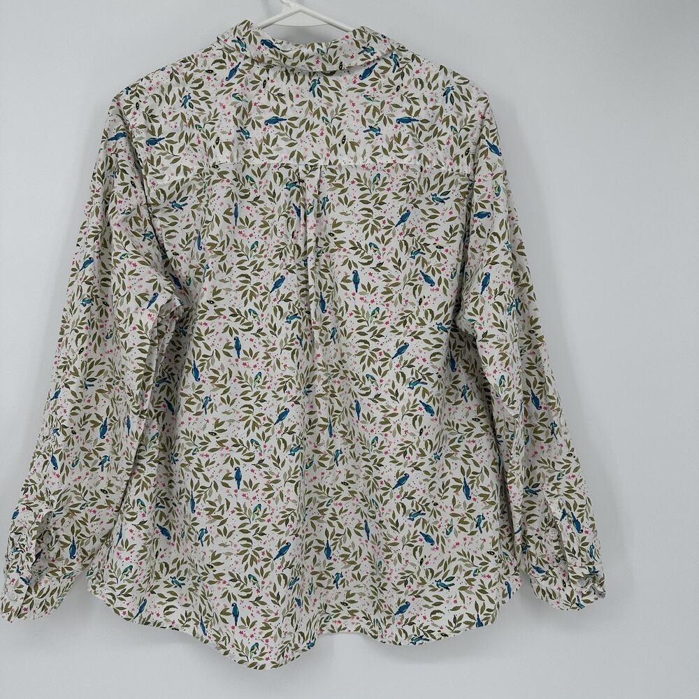 Croft & Barrow Shirt Womens XXL Multicolor Bird Floral Button Front Cottagecore - Picture 8 of 9